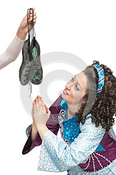 Irish dancer praying for soft shoes for dancing