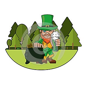 Irish elf with beer cup and pot coins