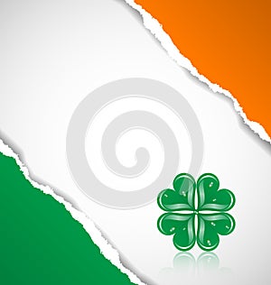 Irish flag background with clover