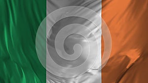 Irish flag video waving in wind. Realistic Ireland Flag background. Looping Closeup 1080p Full HD