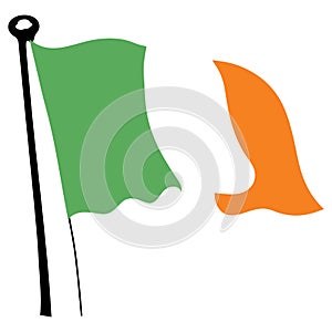 Irish flag waving on a white background