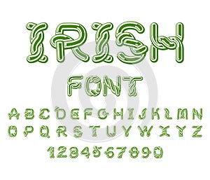 Irish font. National Celtic alphabet. Traditional Ireland ornament letter