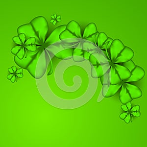 Irish four leaf lucky clovers background