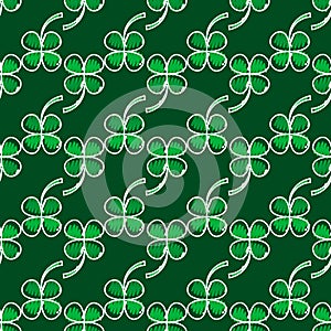 Irish four leaf lucky clovers background for Happy St. Patrick s Day. seamless pattern