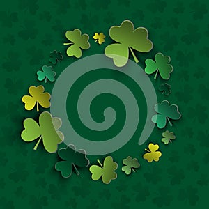 Irish four leaf lucky clovers background for Happy St. Patrick's Day