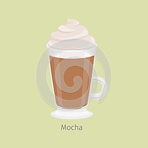 Irish Glass With Mocha Coffee Flat Vector