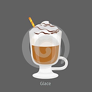 Irish Glass Mug with Coffee Glace Flat Vector
