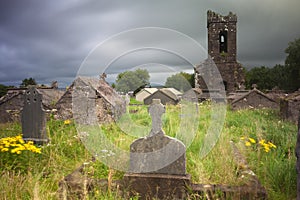 Irish graveyard cemetery dark clouds