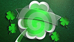 Irish green shamrock with ribbon