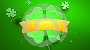 Irish green shamrock with yellow ribbon
