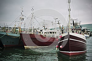 Irish harbour and fishing trawlers