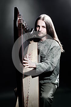 Irish harp player. Musician harpist