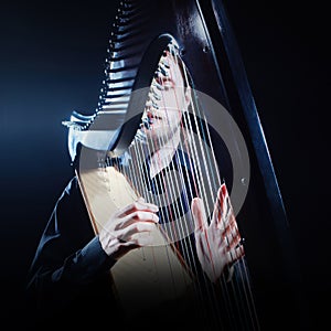 Irish harp player. Musician harpist
