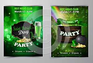 Irish holiday Saint Patrick s Day. Party poster, disco night placard