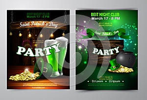 Irish holiday Saint Patrick s Day. Party poster, disco night placard