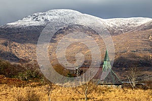 Irish mountain covered with snow