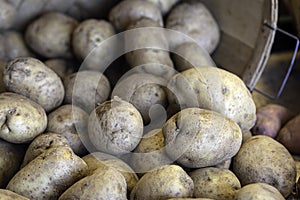 Irish potatoes in basket display