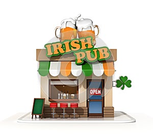 Irish pub 3d rendering