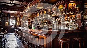 Irish pub interior design. Generative AI