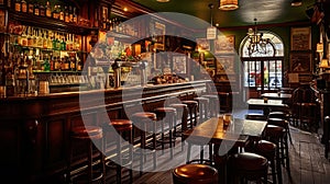 Irish pub interior design. Generative AI