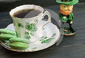 Irish tea with leprechaun