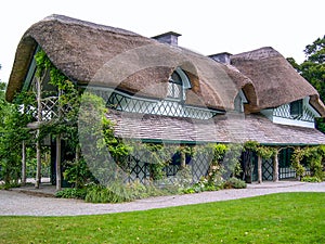 Irish traditional cottage house with roof thatch, Ireland