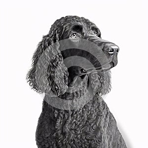 Irish Water Spaniel breed dog isolated on a clean white background