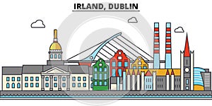 Irland, Dublin. City skyline architecture . Editable