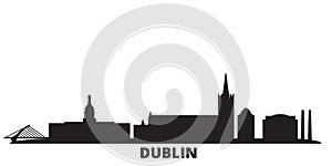 Irland, Dublin city skyline isolated vector illustration. Irland, Dublin travel black cityscape