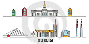Irland, Dublin flat landmarks vector illustration. Irland, Dublin line city with famous travel sights, skyline, design. photo