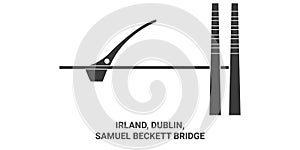 Irland, Dublin, Samuel Beckett Bridge travel landmark vector illustration