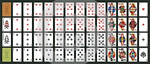Irland playing cards, simplified version. Poker set with isolated cards. Poker playing cards, full deck