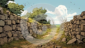 Iron Age Comic Style Path Along German Wall