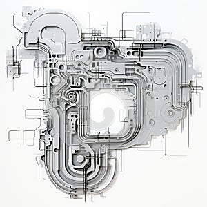 Iron Algorithmic Art On White Background