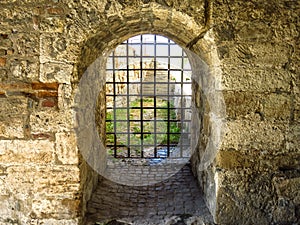Iron bars in the fortress passage