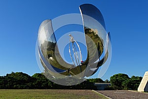 Iron big flower with solar energy in the park from Buenos Aires