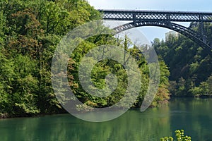 Iron bridge over Adda river at Paderno