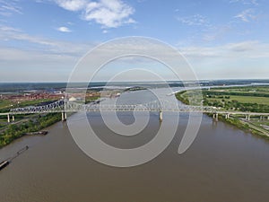 Iron Bridge over the Mississippi river Close to New Orleans, Louisinanna. Veterans Memorial Bridge, Edgard