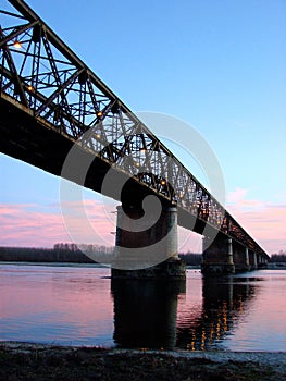 Iron bridge over the river Ticino