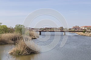 Iron bridge over the Tagus river as it passes through Talavera de la Reina, Toledo, Spain