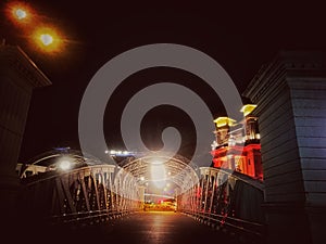 the iron bridge in singapore, landmark, asia, southeastasia, night photo
