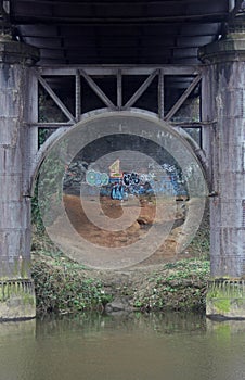Iron Bridge structure with graffiti
