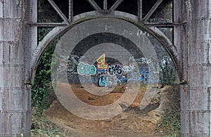 Iron Bridge structure with graffiti