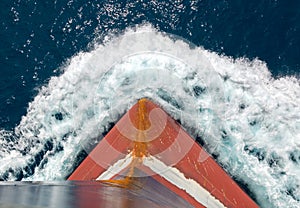 Iron bulb in the bow of a big ship sailing