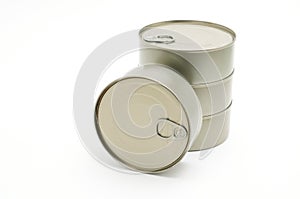 Iron cans of canned food on a white background