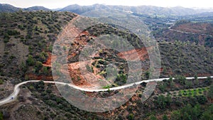 Iron cap gossan on top of a hill over a metal ore deposit, Cyprus