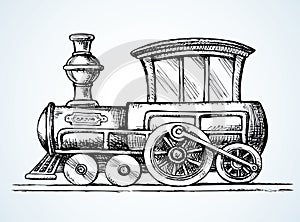 Vecchio giocattolo locomotiva. vettore disegno 