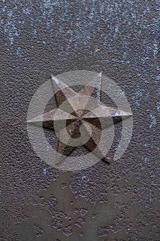 Iron cast hexagram. Decorative architectural element photo