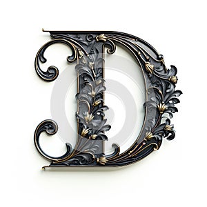 iron casted letter D takes center stage, isolated against a pristine white background. photo