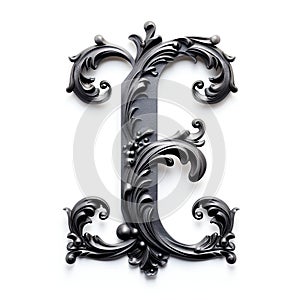 iron casted letter E takes center stage, isolated against a pristine white background. photo